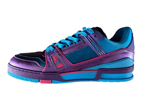 louis vuitton trainer purple teal metallic|Louis Vuitton trainers.